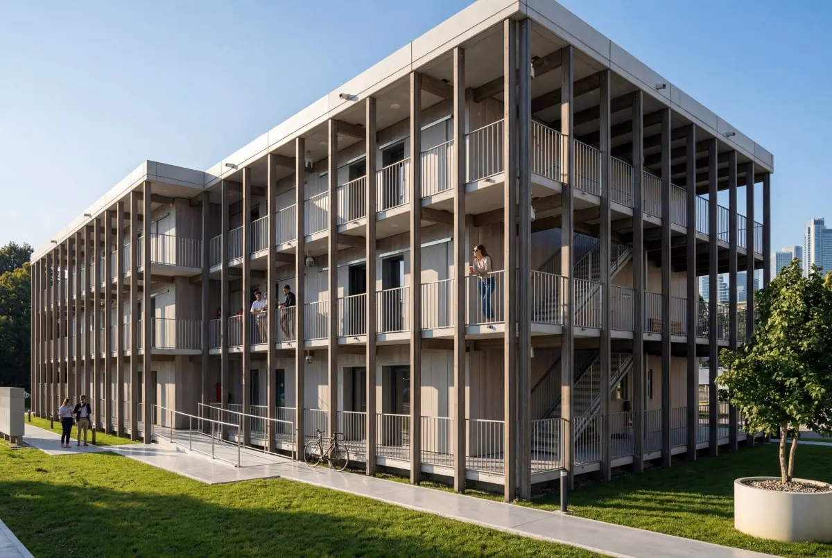 Pavillons d'hébergement modulaires préfabriqués sur trois niveaux