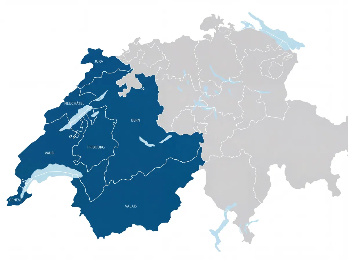 Carte de la Suisse romande